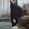 Femei Vintage Ramie Bloomers Pantaloni cu talie elastică Culoare uni Loose Spring Patchwork Femei Pantaloni lungi