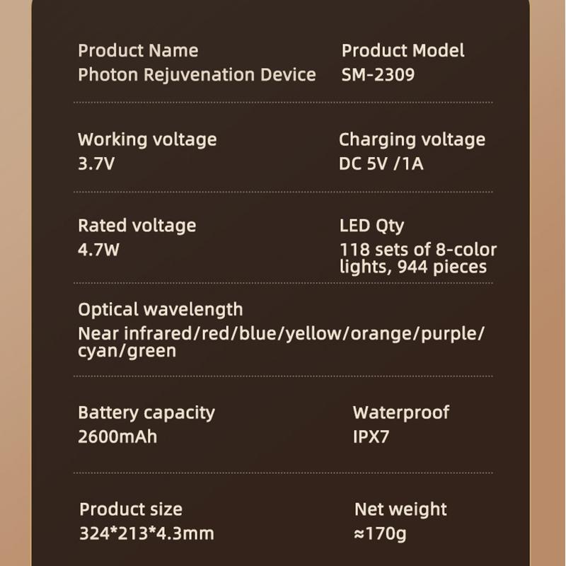 8 Colors LED Light Photon Silicone Mask Infrared Therapy Facial Beauty Mask for Lift Face Repair Skin Brighten Skin Tone