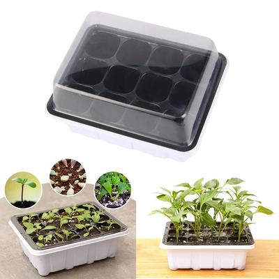 12 Zellen Plastik Anzuchttöpfe mit Atmungsloch Pflanzung mit Dombasis Garten Anzuchtbox Pflanzen Samen Tablett Set Keimbox