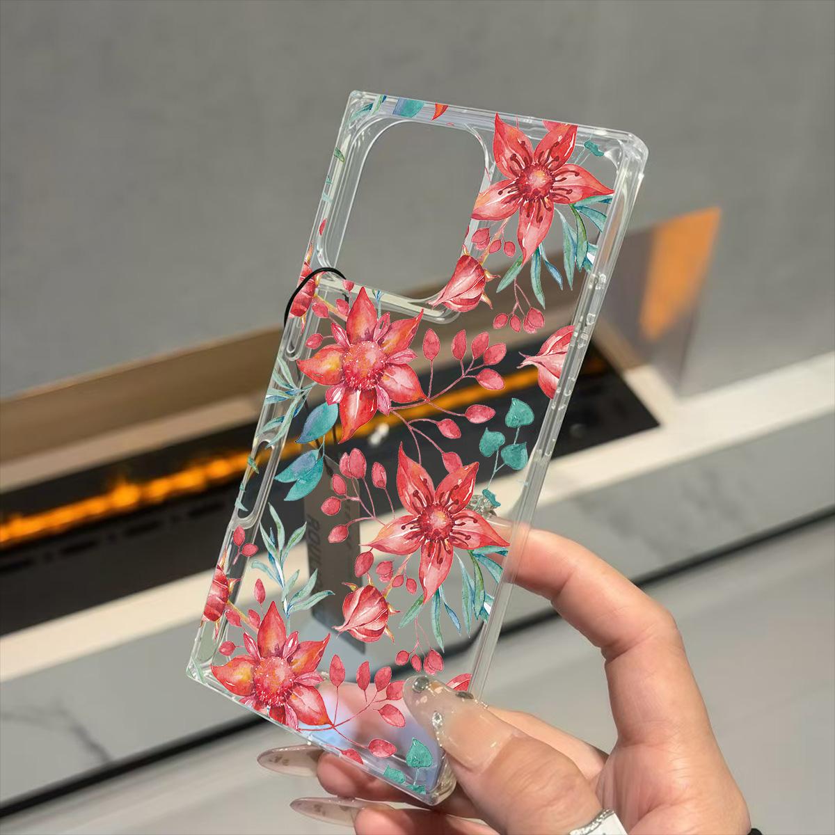 

Прозрачный квадратный чехол-накладка для iPhone 16 ProMax 14 Pro Max 13 15 Plus 12 11, защита от окисления, чехол с цветочным узором Персефоны iphone 11 ProMax