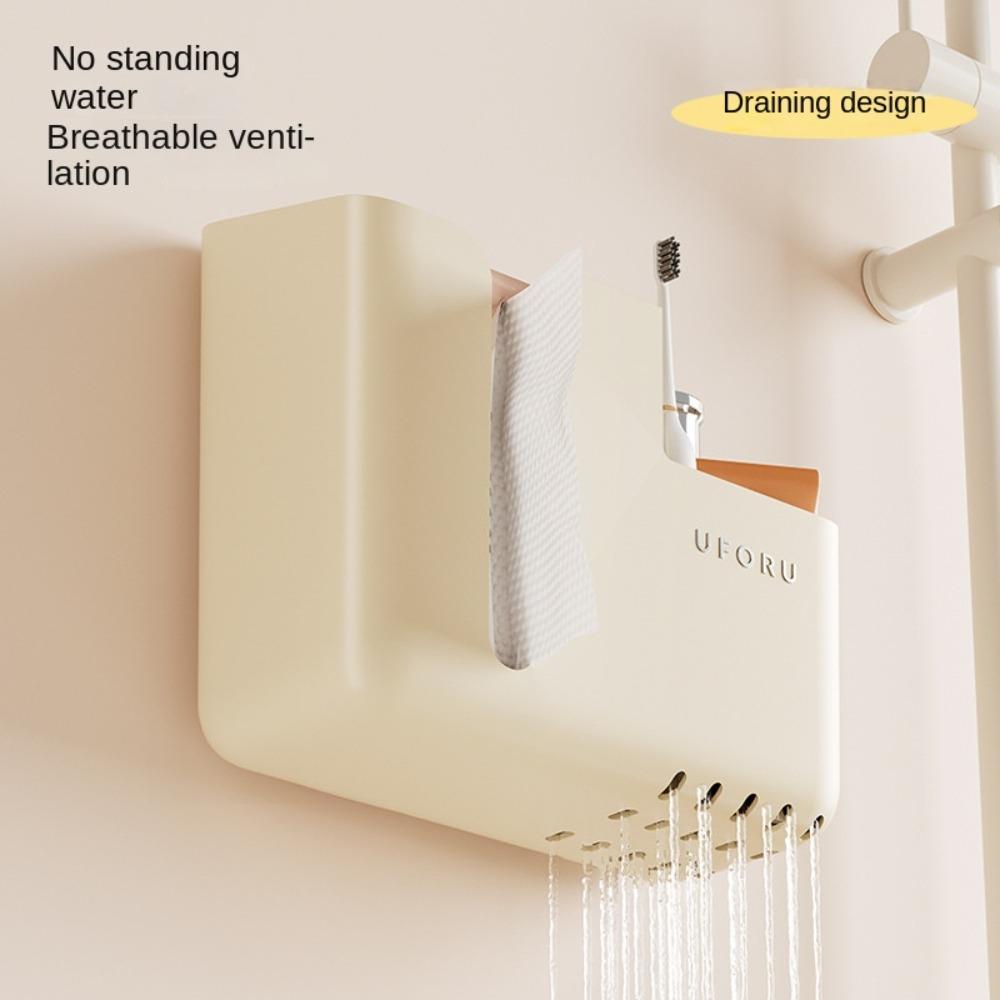 Suction Cup Wall-Mounted Tissue Box Transparent Napkin Storage Box Creative Paper Holder  Bathroom