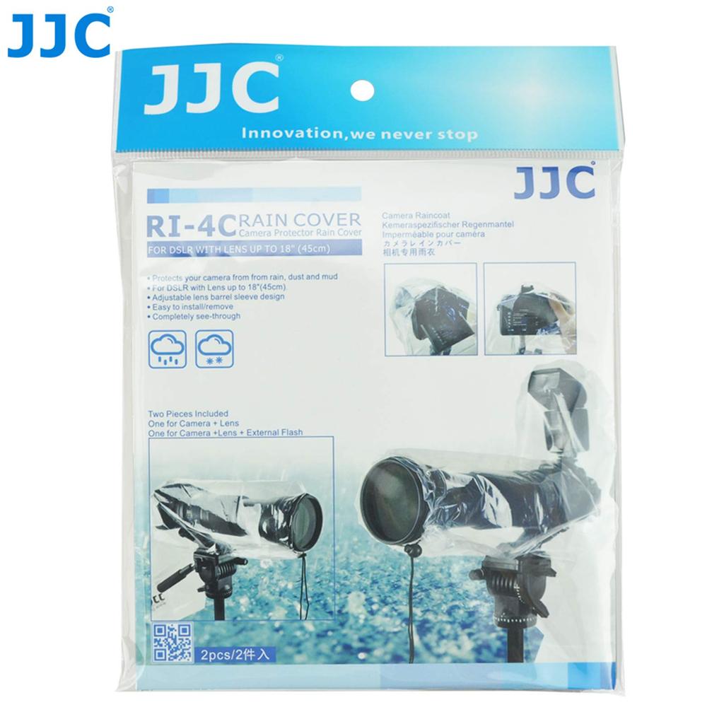 JJC Camera Rain Cover for Flash and Tripod Compatible with Sony Canon EOS Kiss M2 Nikon and Lens x Tripod 1+1 Set, Transparent, Use, A6600, A6500,