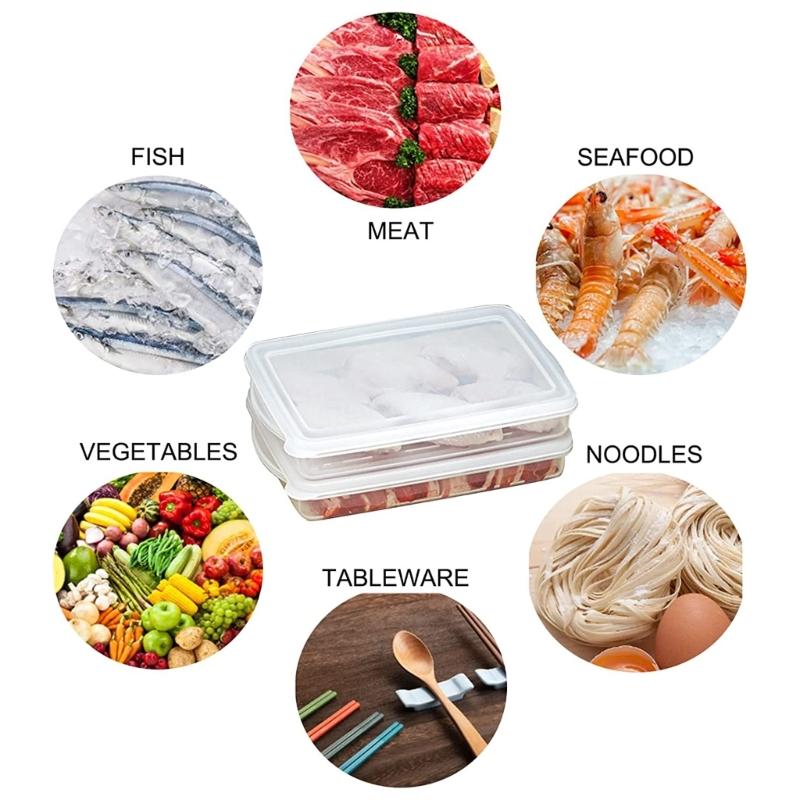 PVC Bacon Box Cheese Food Storage Container with Lid for Refrigerator Shallow Low Profile Christmas Cookie Holder