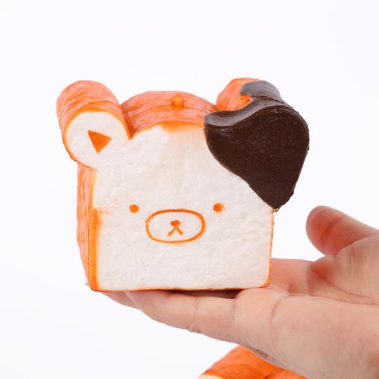 Bear Toast Squeeze Toy Slow Rising Stress Relief Cartoon Expression Bear Bread Sensory Toy Students Office Workers Anti-anxiety Gift
