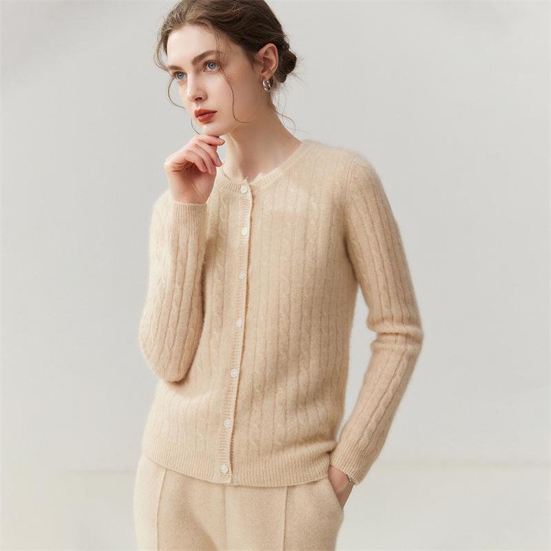 Lekasha Women's 100% Pure Cashmere Seven-Gauge Cardigan: Loose, Fashionable, Versatile Sweater Coat
