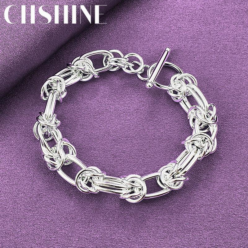 

CHSHINE Браслет из высококачественного стерлингового серебра 925 пробы для женщин и мужчин, модное шармовое украшение для свадьбы, вечеринки 20CM