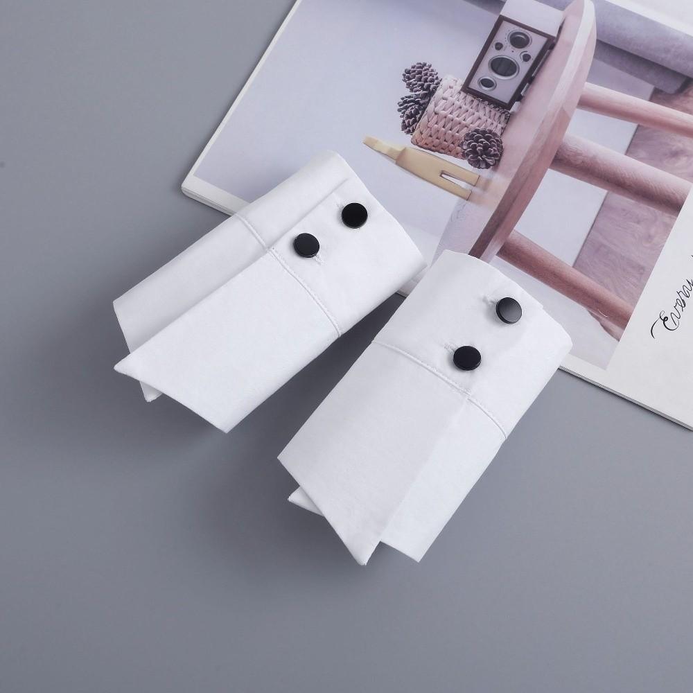 

Creative White Fake Cuffs Detachable Cuff Extension Fake Shirt Cuffs Button Decorative Elegant Wrist Cuffs Clothing Accessories