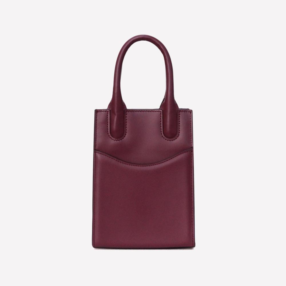 Matt [Refurbished] Wave Cowhide Mini Tote Bag Wine