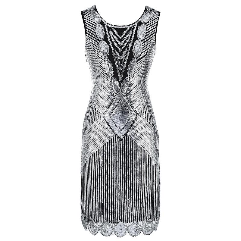 Popular European and American High-end Performance Dress, Retro Sequined Evening Dress for Women