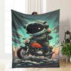 Cyber Space Motorcycle Theme Flannel printed blanket suitable for all seasons suitable for living room office sofa and travel