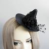 Small Witch Hat Retro Black Witch Flower Hair Clip Decorative Halloween Hair Accessories for Party (Black Flower)