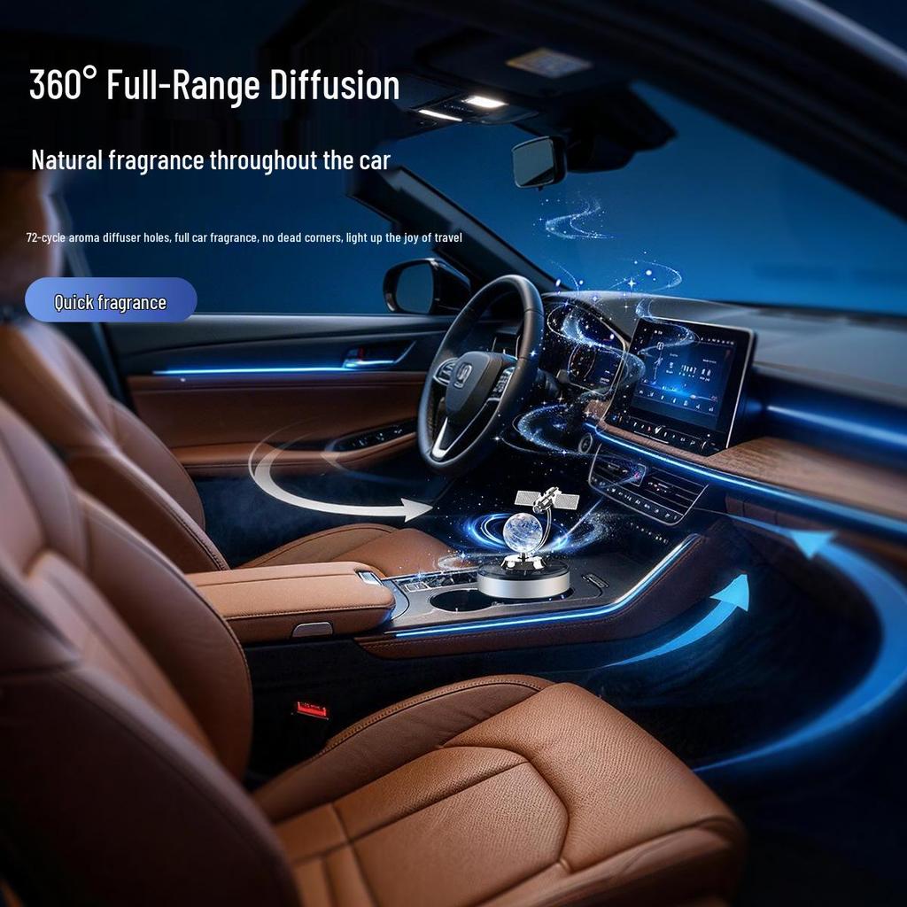 Solar-Powered Rotating Car Air Freshener & Perfume Ornament - Long-Lasting Odor Removal