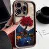 Oil Painting Mountains and Rivers Flowers iPhone17Promax Mobile Phone Case Ladder for Apple 16promax All-inclusive Tianyan