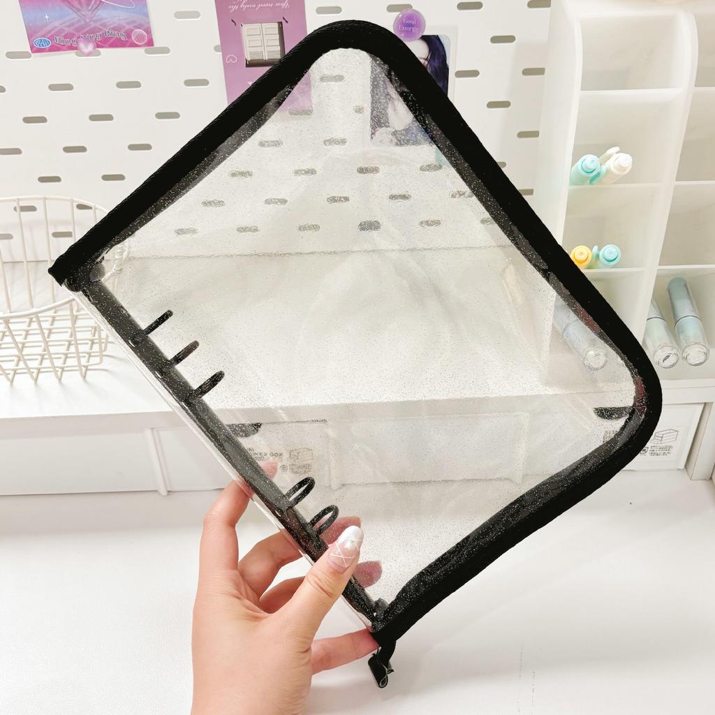 A5 Cute Ins Sparkling Blingbling Binder Pocards Transparent Zipper Po Album Card Holder Book Girl Hand Account Book Cover