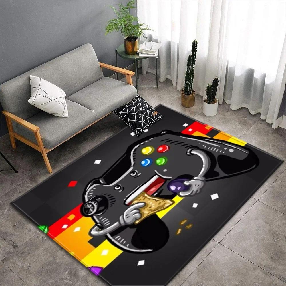 Cartoon Game Console Carpet for Living Room Video Game Children Player Area Rug Soft Anti-slip Bedroom Entrance Floor Mat