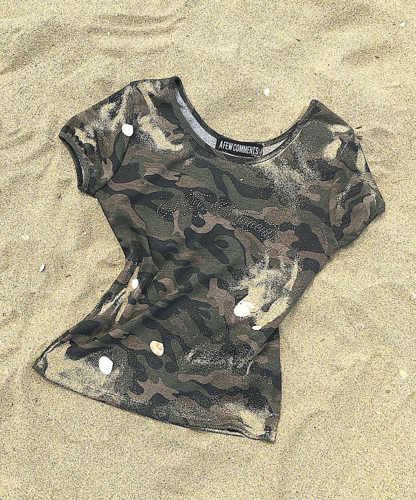 A FEW COMMENTS Metal Studded Baby T-Shirt Camouflage