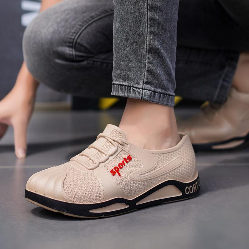 Modne męskie buty na deszcz na cztery pory roku, outdoorowe wodoodporne i antypoślizgowe kalosze, odporne na zużycie gumowe buty z niską cholewką