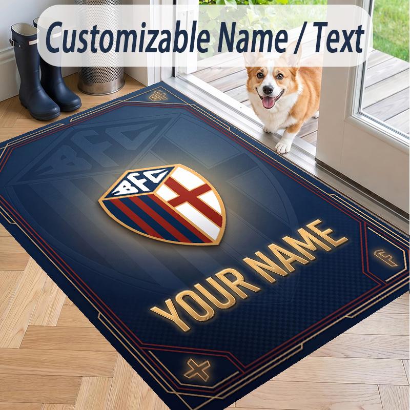 Custom Text Printed Rug Bologna FC Non Slip Floor Carpet For Home Room Decor