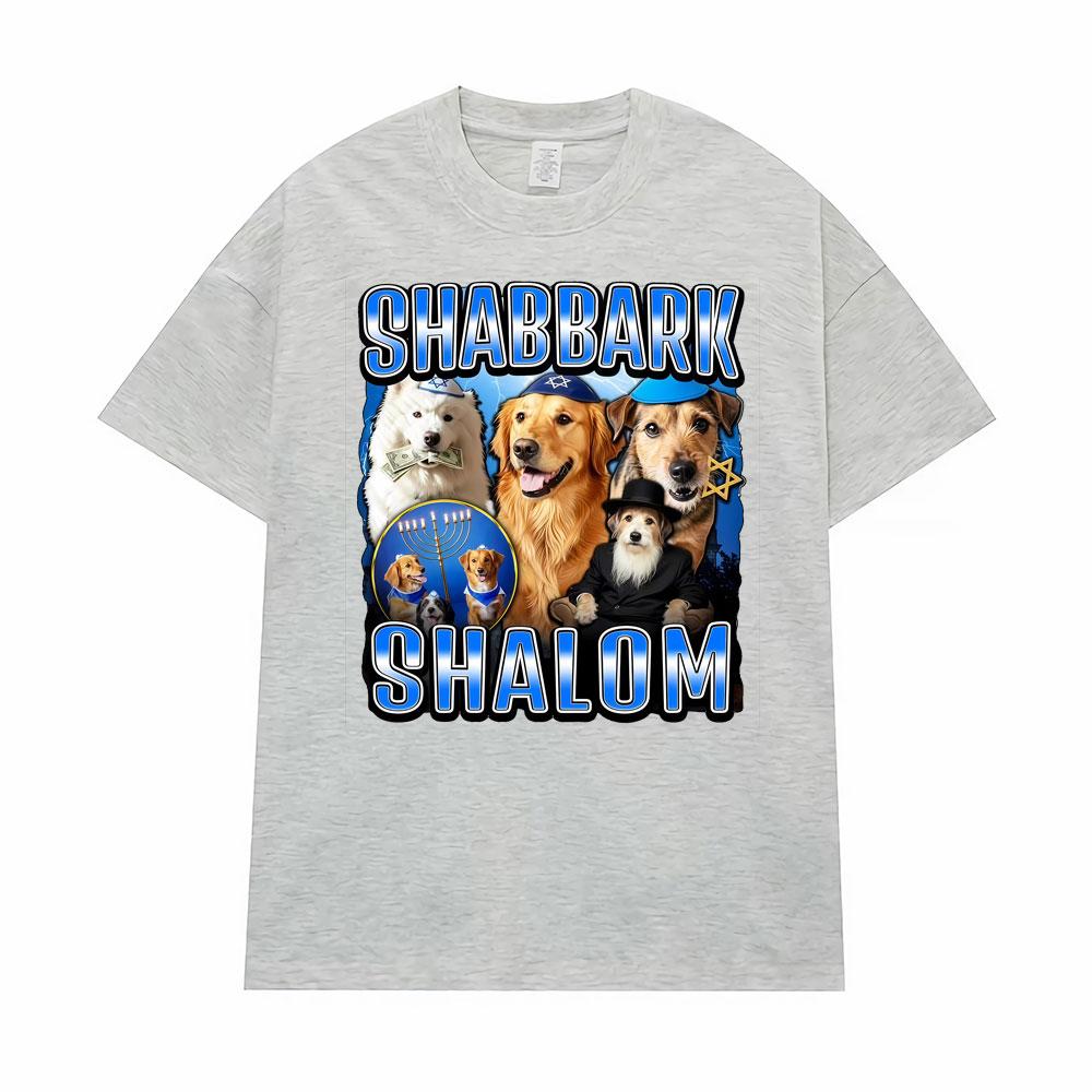 Vintage Classic Shabbark Shalom Jewish Dog Print T-Shirt Unisex Women Oversized Loose Short Sleeve T Shirts Casual Fashion T-Shirts