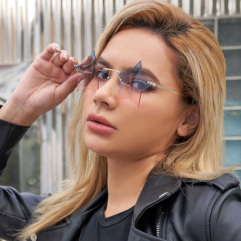 Pentagram Sunglasses Women'S Rimless Sunglasses Women'S Tide Party Dance Funny Glasses
