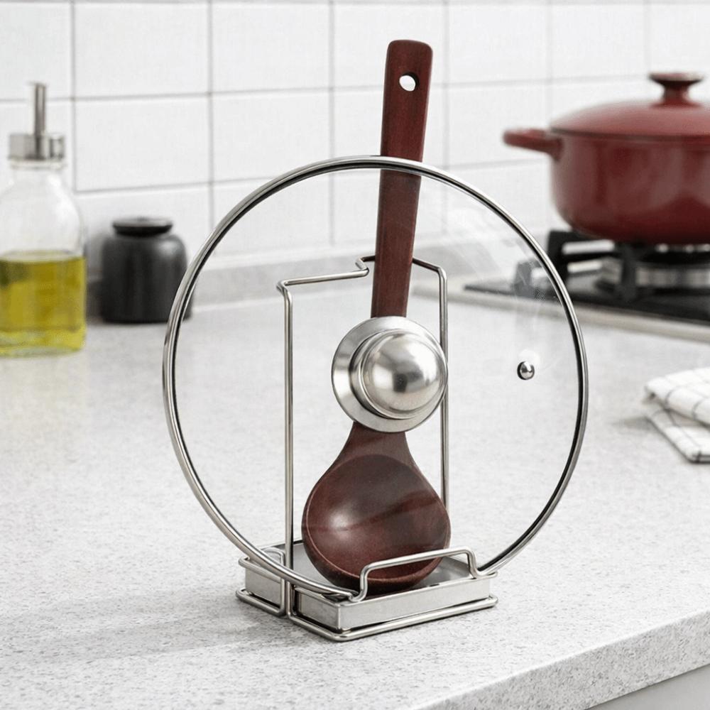 Stainless Steel Pot Lid Rack Non-Tipping Spoon Rest Shelf Modern Spatula Holder  Restaurant