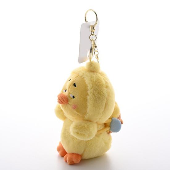 Worried Duck Plush Keychain Cute Stuffed Animal with Random Accessory Soft Bag Charm & Car Decoration Gift for Kids Adults