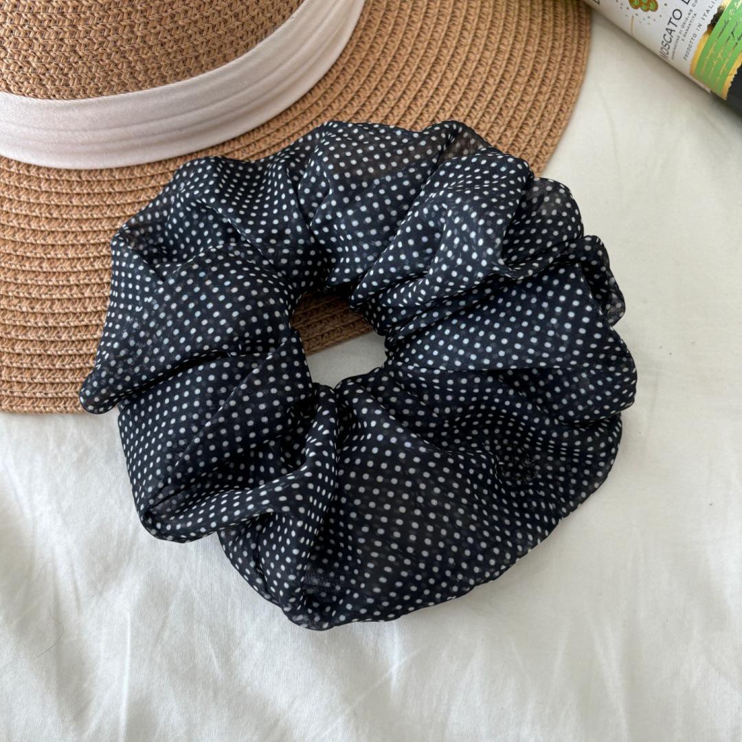 Korean Style Polka Dot Soft Gauze Scrunchie: Chic High-End Hair Tie for Women