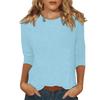 2026 Spring/Summer New Women's Fashion Printed Three-Quarter Sleeve Loose Round Neck Casual T-Shirt Top