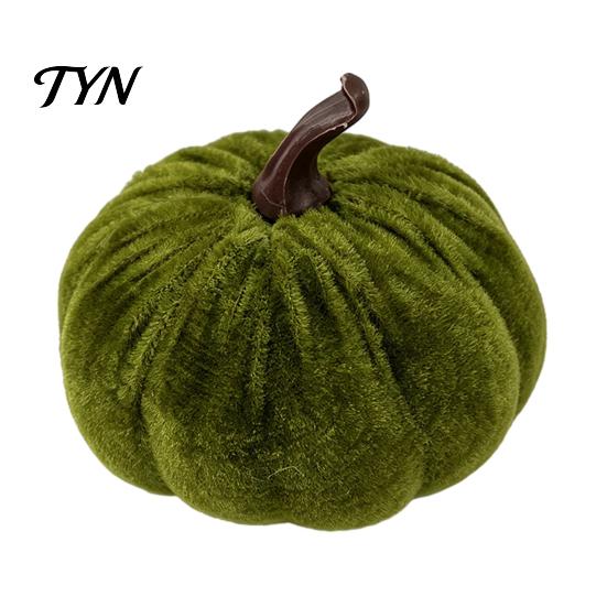 Velvet Stuffed Pumpkin Small Artificial Decoration, Fall Thanksgiving Soft Seasonal Floral Scene Accents Ornament, Autumn Harvest Tabletop Centerpiece