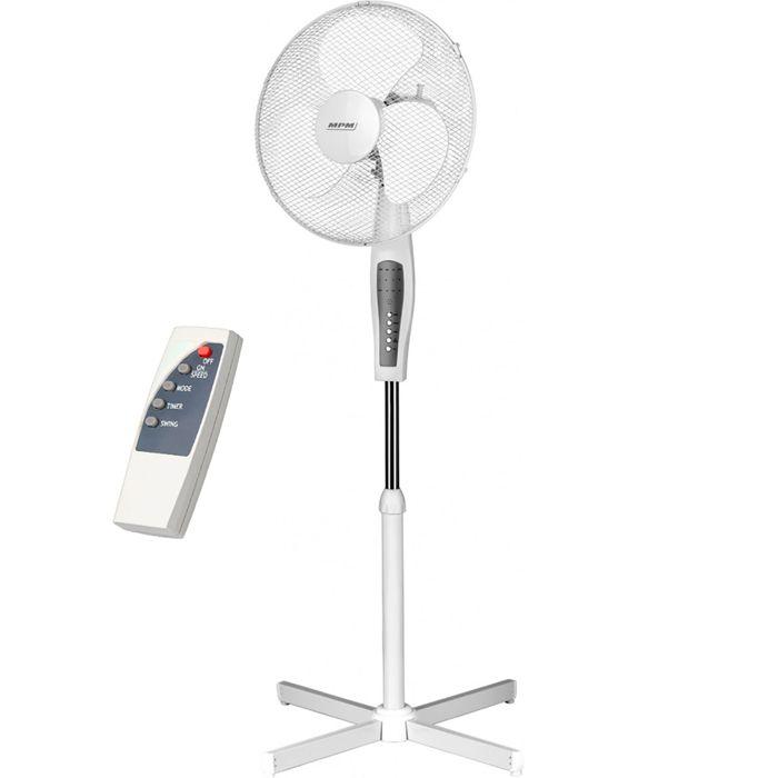 Ventilateur À Pied Pivotant, 42 Cm, Réglable En Hauteur, Minuterie De 7,5 Heures MPM MWP-19 50W Blanc 01290