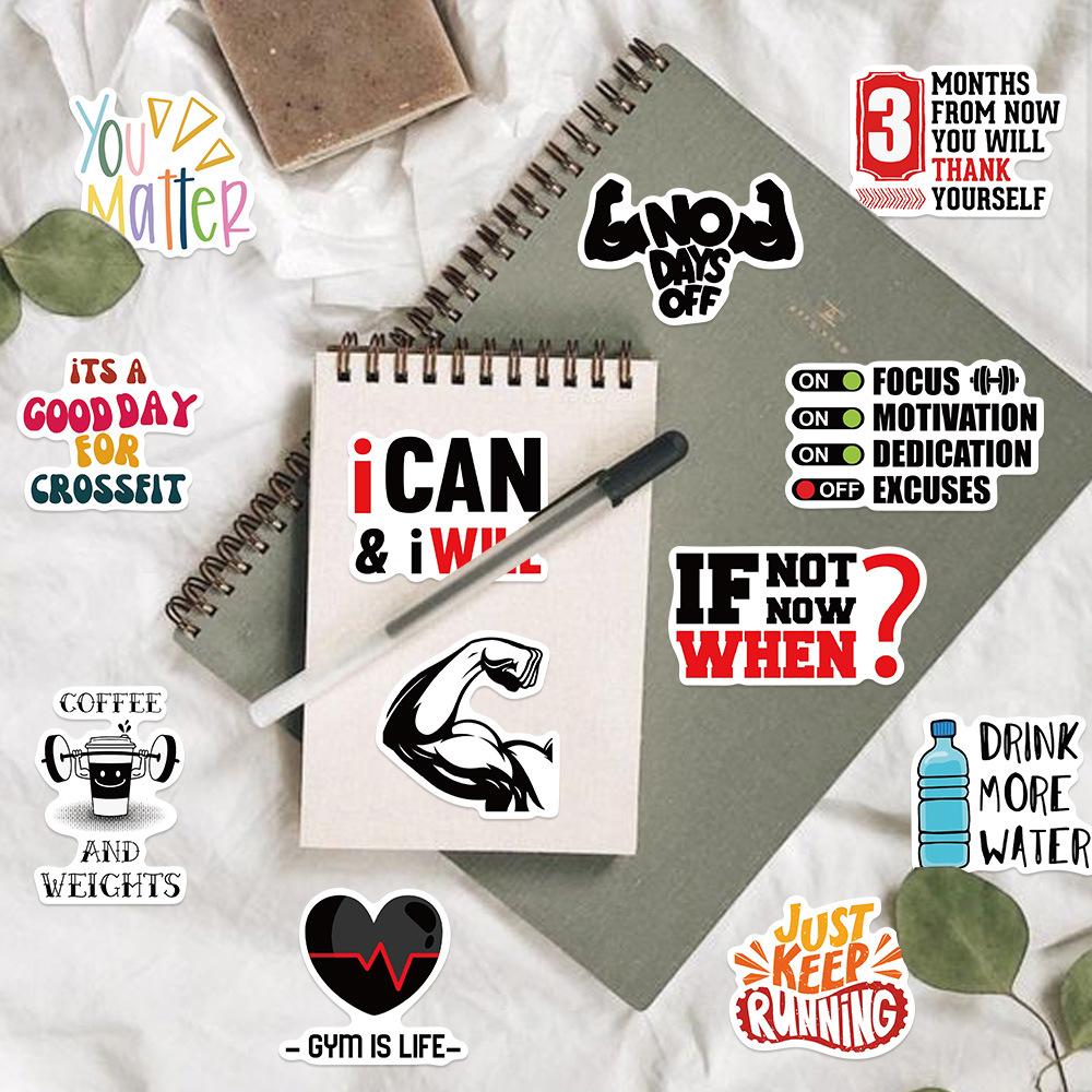 50 Cartoon Fitness Motivational Graffiti Stickers Party Decoration Guitar Notebook Suitcase DIY Waterproof