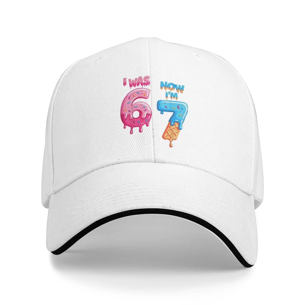 Funny 7 Year Old Birthday I Was 6 Now I'm 7 6 7 Baseball Cap Unisex Men Design Trucker Hat Summer Stylish Sun-Proof Snapback Cap