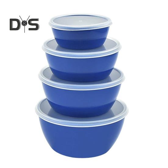 

4 шт. миски для смешивания с крышками, контейнеры для салатов без бисфенола А, штабелируемые герметичные миски для хранения продуктов, набор мисок для приготовления еды для домашней еды на открытом воздухе синий