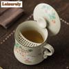 350ml Ru Kiln Strawberry Rabbit Crescent Moon Filter Tea Separator Cup Handmade Tea Mug With Infuser Tea Maker Office Water Cup