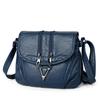 Elegant PU Leather Crossbody Bag for Women – Vintage-Style Design with Dual Zip Closure and Metal V Logo, Perfect for Daily Wear