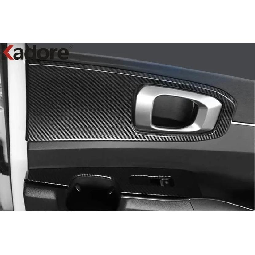 For Kia Sorento - 2024 2025 Carbon Fiber Car ide Inner Door Armrest Handle Bowl Panel Cover Trim Interior Accessories
