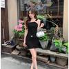 Sexy Spice Girl Wind Slant Shoulder Single Shoulder Suspender Dress Women's Summer New Slim Skinny Advanced Hip Wrap Skirt