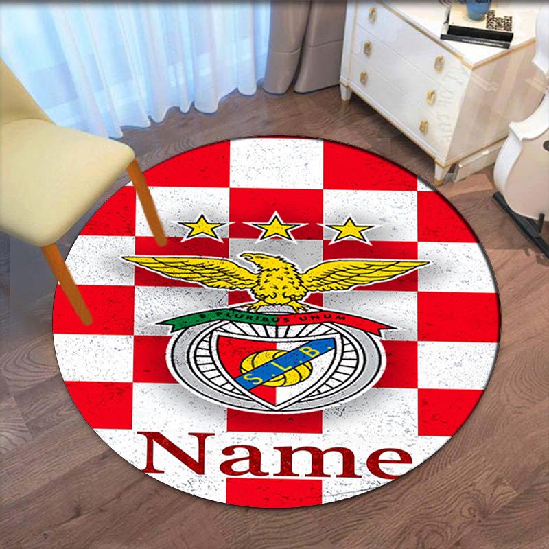 Custom Name Benfica Printed Round Rug Carpet Chair Rug Area Rug Entryway Doormats,for Office Chair Living Room Bedroom Kitchen Room.