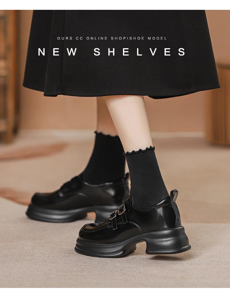 2025 Spring Women's Retro Thick-Soled Leather Mary Jane Loafers
