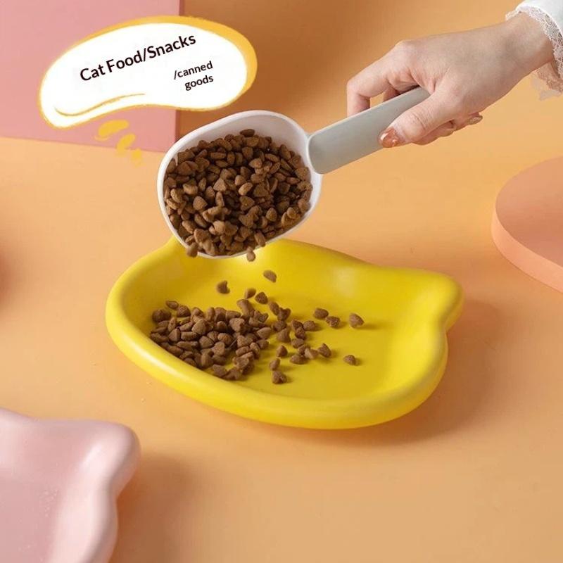 Cute Pastel Cat Shaped Pet Bowl 1PCS Non Slip Food Safe Material Feeding Dish for Household Cats Kittens