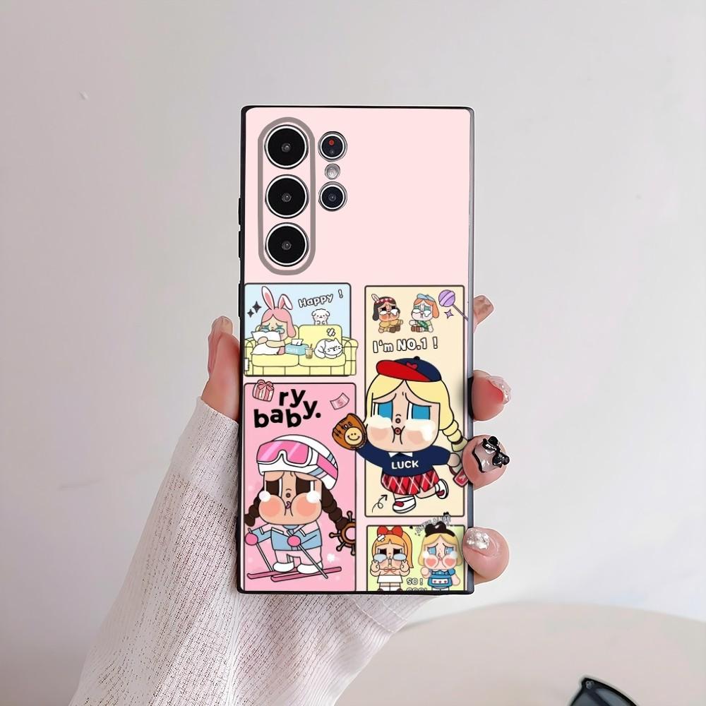 Cute C-Crybaby Doll Phone Case For Samsung Galaxy S25 S24 S22 S23 Ultra S21 S20 Plus 5G Frosted Non-Slip Full Cover Soft Case