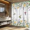 Charming Floral and Hummingbird Shower Curtain for a Fresh and Inviting Bathroom, Featuring Vibrant Yellow Daisies, Purple