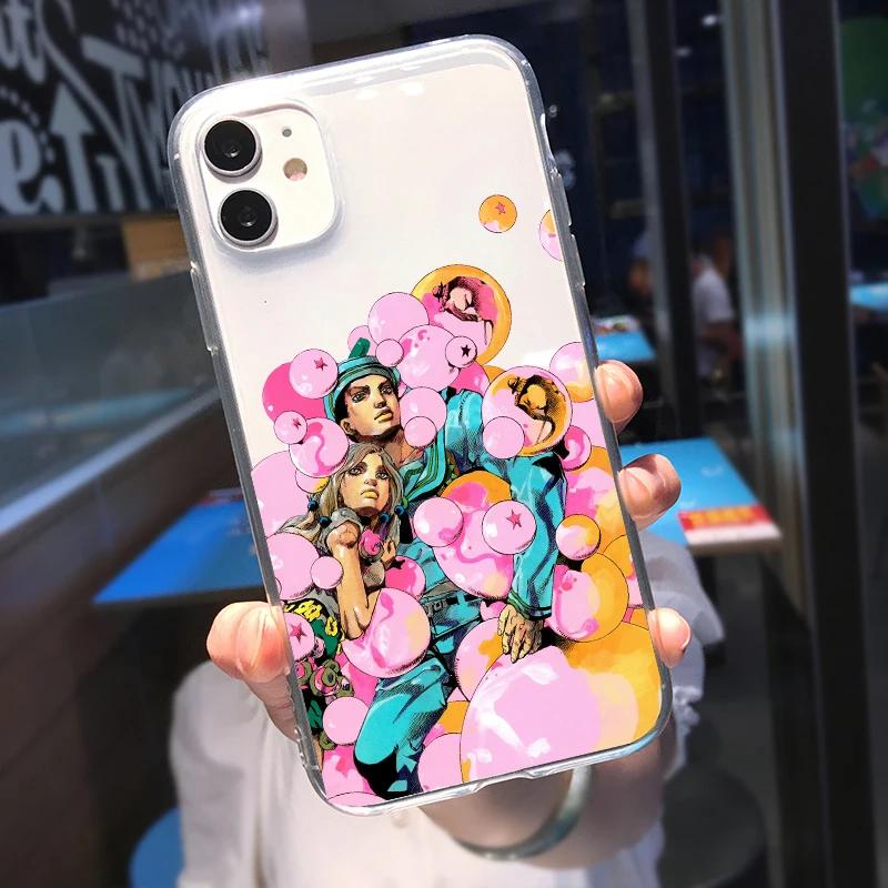 JAMULAR JoJo's Bizarre Adventure Průhledný kryt na telefon Pro iPhone 13 11 14 15 Pro 12 X XS MAX XR SE2 7 Plus Anime Měkký kryt Coque