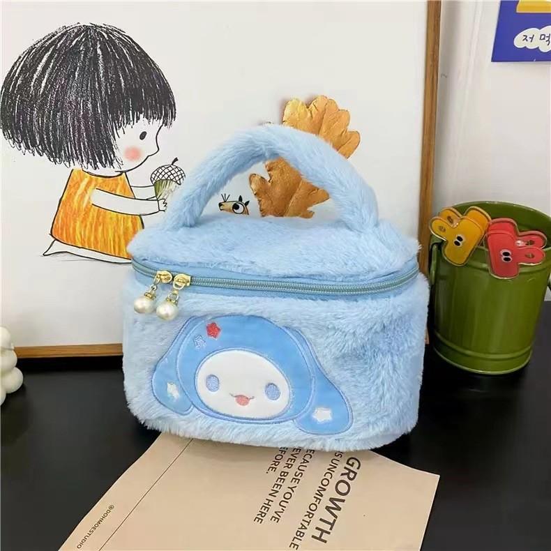 Adorable Plush Strawberry Bear Handbag For Women Spacious Makeup Organizer Bag