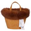 CARVING TRIBES [47482505] Marisol Carved Leather with Fox Fur Tote Bag mustardUsed