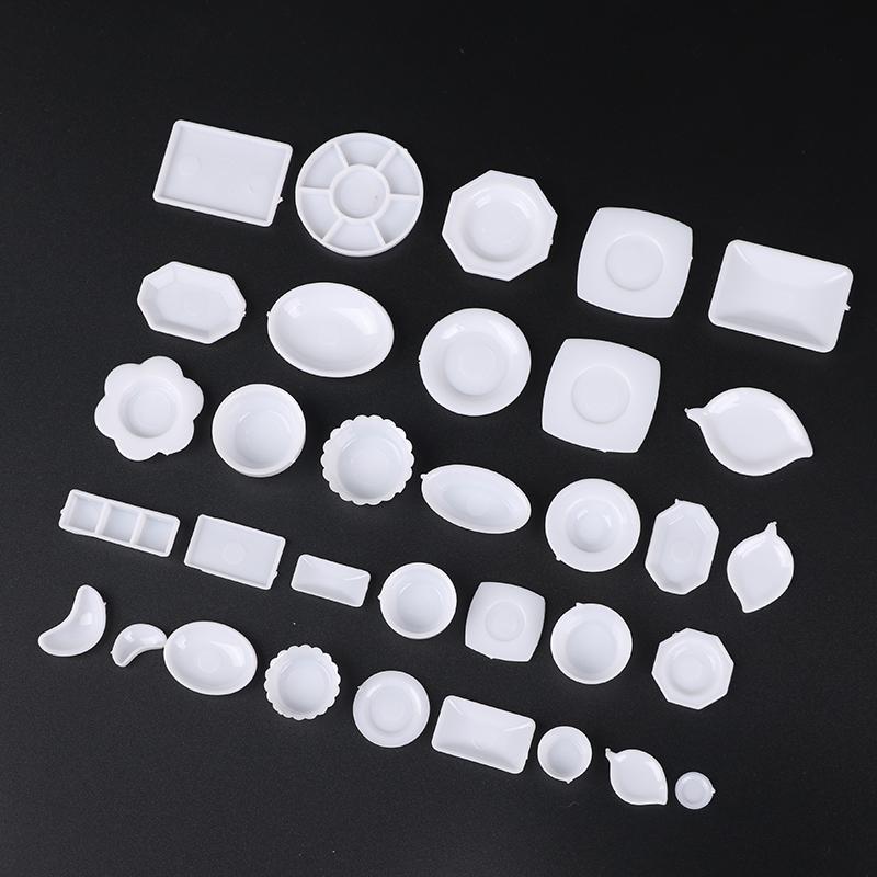 33Pcs/Set Dollhouse Miniature Trays Plates Doll Mini Food White Dishes Tableware