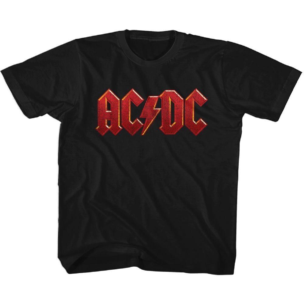 Kids AC/DC Logo Red Distress Black Rock and Roll Music Band T-Shirt