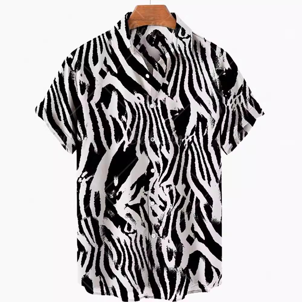 

Men s Fashion Printed Short Sleeved Shirt, Summer Men s Casual Shirt M білий