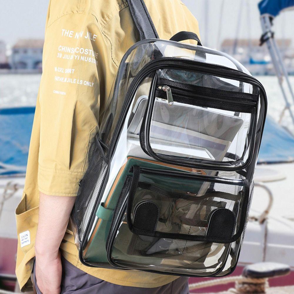 Fashion Large Capacity Transparent Backpack Zipper Portable PVC Backpack Waterproof Knapsack Students School Bag Female/Male