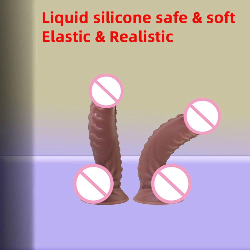 Liquid Silicon With Egg Suction Cup Red Headed Octopus Manual Dildo